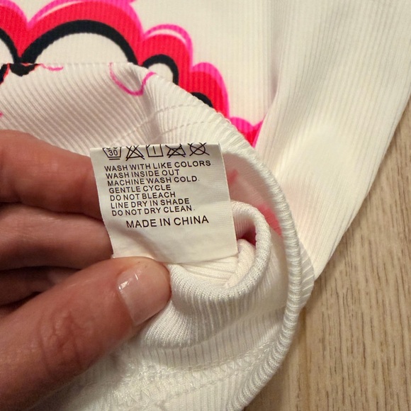 Airbrush Ribbed Crop Top White XS Y2K Graffiti Tank - Picture 4 of 5